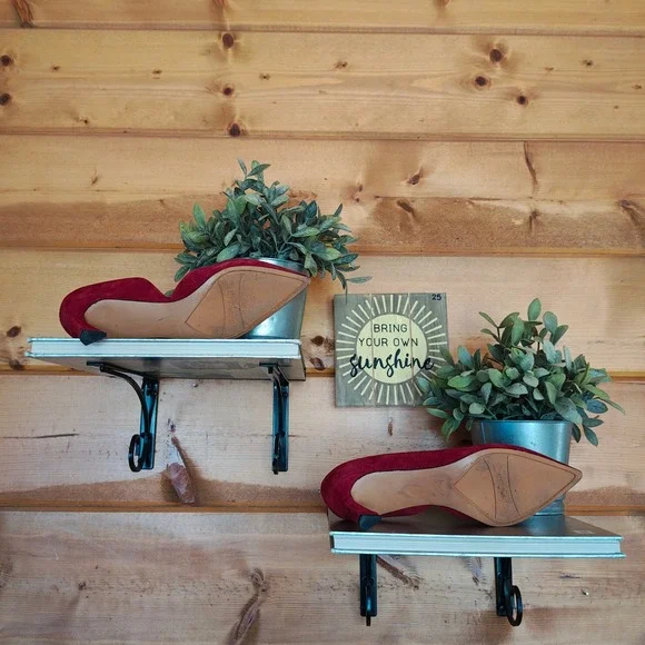 Franco Sarto Tana Red Suede Leather Pointed Toe Heel Pump Half D'Orsay Size 6 M - Picture 8 of 10